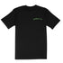Front view of the Tire Streets 'Take the Scenic Route' black T-shirt featuring sleek green Japanese text on a mid-weight cotton fabric for a JDM-inspired look