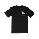 Front view of the Tire Streets 'For the Streets' T-shirt featuring a graffiti-inspired Hand Style Tire Streets logo on a black mid-weight cotton tee.